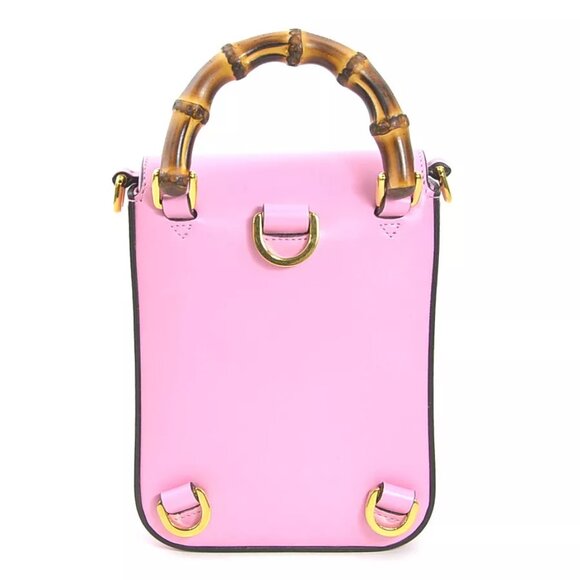 Auth GUCCI Bamboo Crossbody Shoulder Bag Backpack Pink Leather - Picture 4 of 15